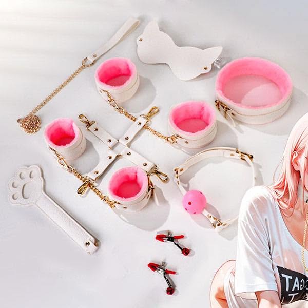 Set 10 Món BDSM Trắng Kawaii Bộ Phụ Kiện Nhập Vai Dễ Thương