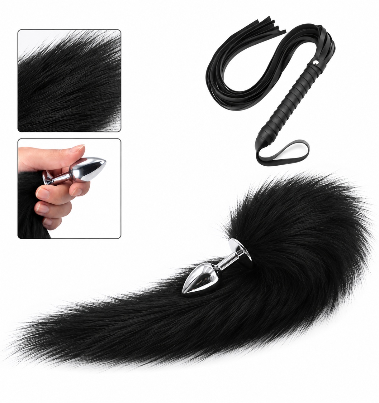Set 2 Món Đuôi Cáo Cosplay Kèm Roi Da BDSM