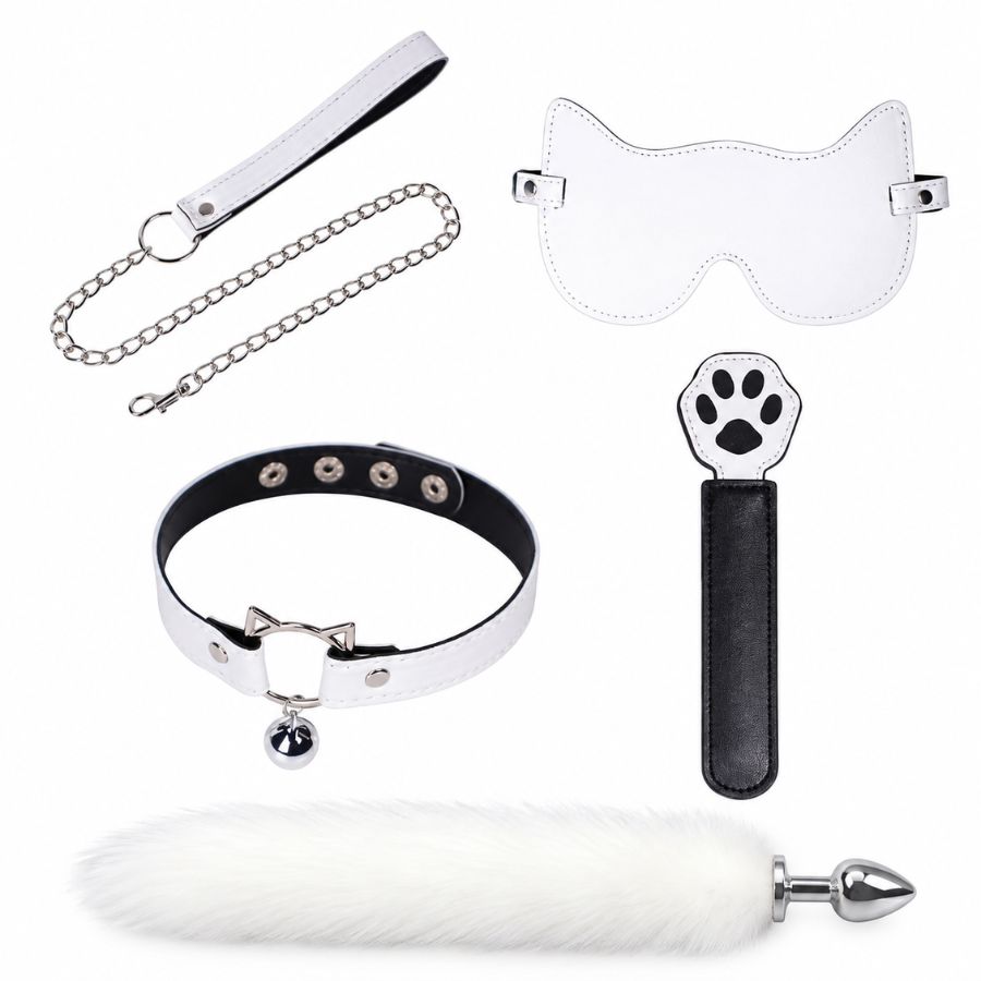 Set 5 Món Mèo Cosplay Babyboo Gồm: Đuôi Cáo, Bịt Mắt, Vòng Cổ, Dây Dắt & Roi