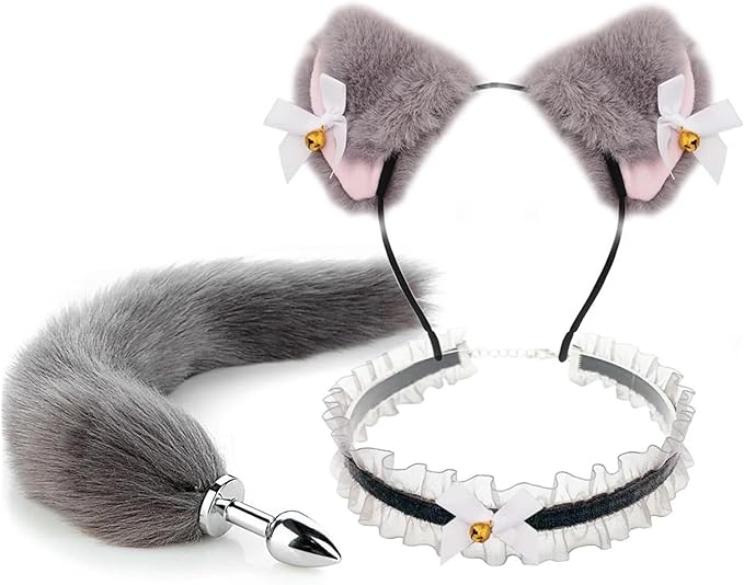Set 3 Món Đuôi Cáo Cosplay – Đuôi Hồ Ly Cosplay, Tai Mèo Cosplay + Nơ Cổ Dễ Thương