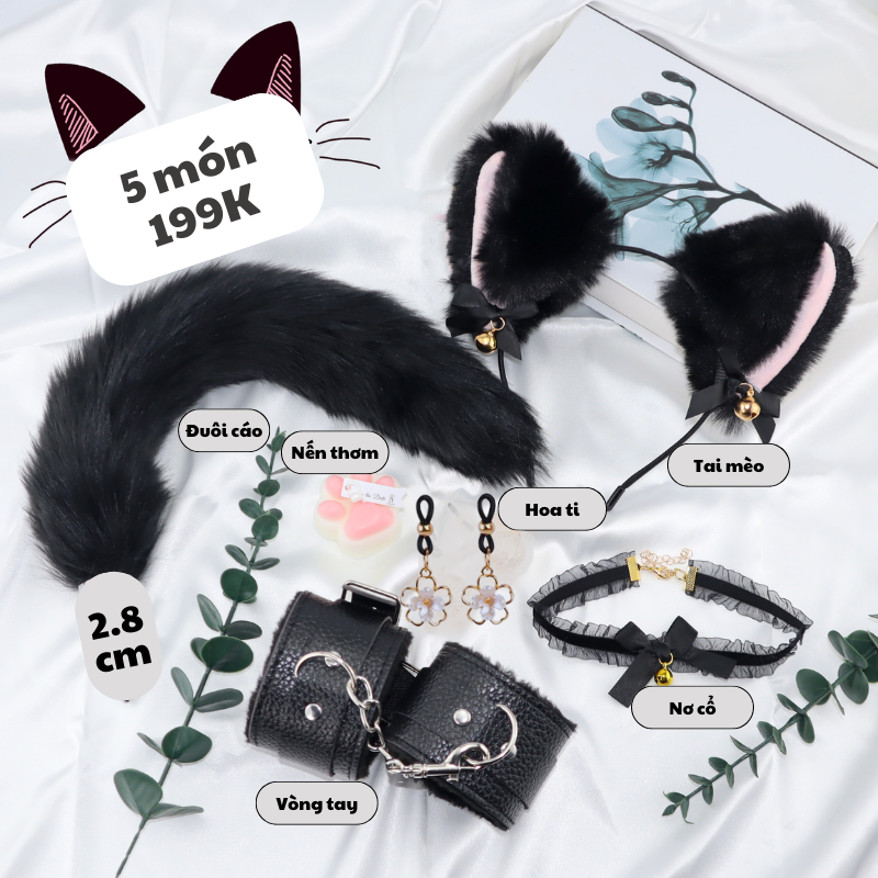 [Bán chạy] Set 5 món đuôi cáo cosplay và đồ chơi SM nhiều màu
