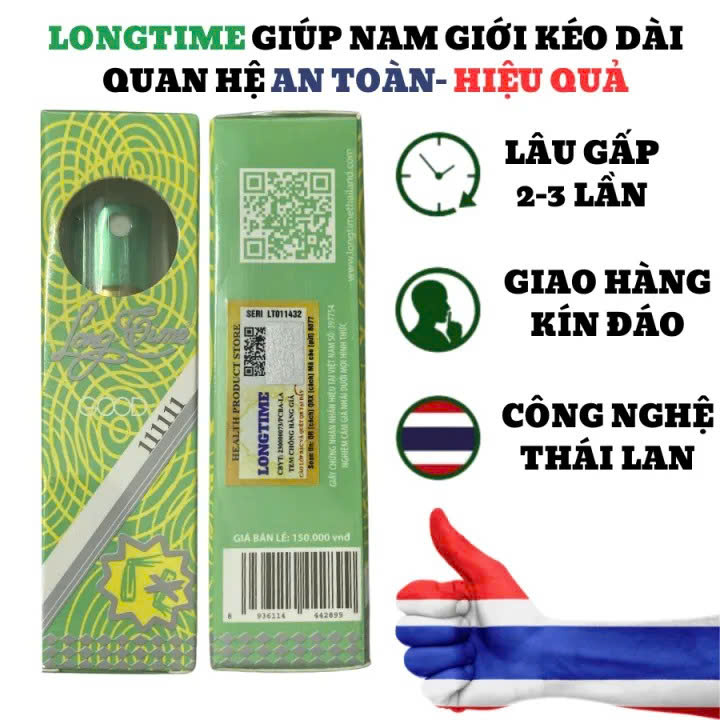 [Chính hãng] Combo 2 Chai xịt Longtime kéo dài thời gian (5ml/chai) - Xịt Longtime Đầy đủ tem, mã vạch, giấy bảo hộ nhãn hiệu chuẩn chất lượng Thái Lan App