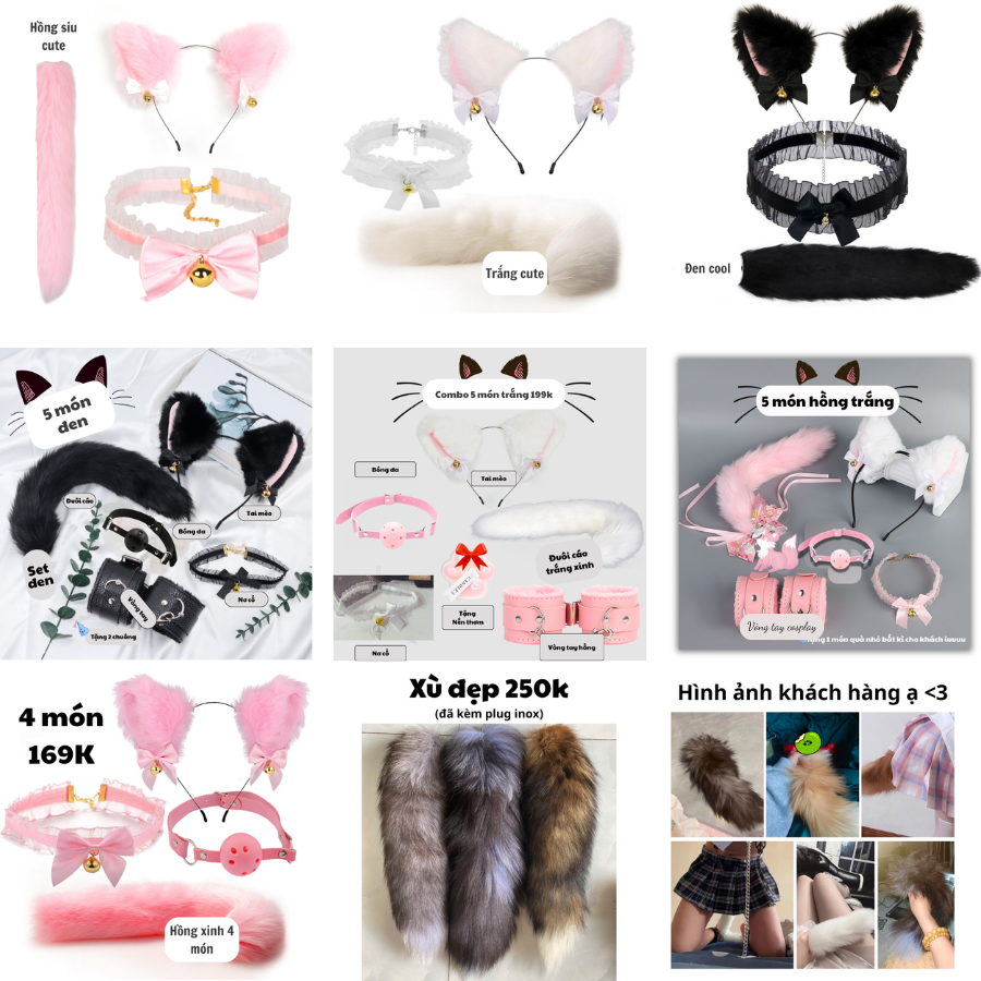 Bộ Sưu Tập Combo Đuôi Cáo Cosplay Siêu Xinh – Nhiều Mẫu, Nhiều Màu, Giá Mềm