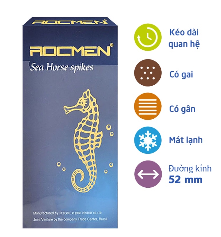 Bao Cao Su Siêu Gai Cao Cấp Rocmen Cá Ngựa Xanh Hộp 10 Chiếc