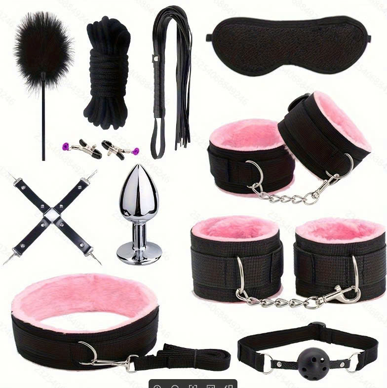 [HCM Hỏa Tốc] Set 10 món BDSM kèm nút bịt hậu môn inox, buttplug màu đen hồng siêu đẹp