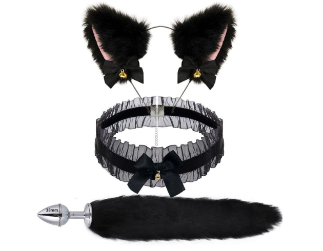 Set 3 Món Đuôi Cáo Cosplay – Đuôi Hồ Ly Cosplay, Tai Mèo Cosplay + Nơ Cổ Dễ Thương